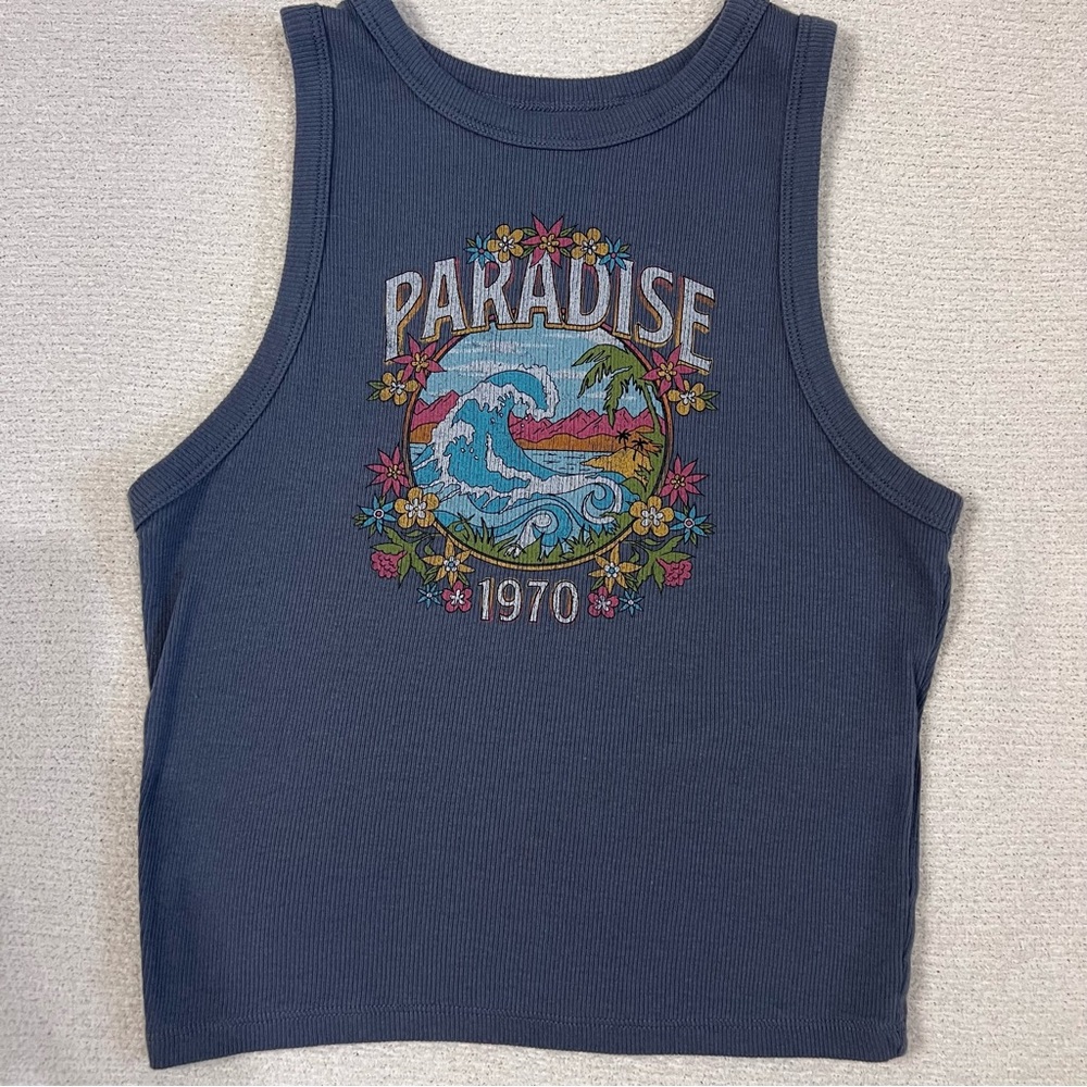 Hollister Blue Paradise Graphic Tank Top